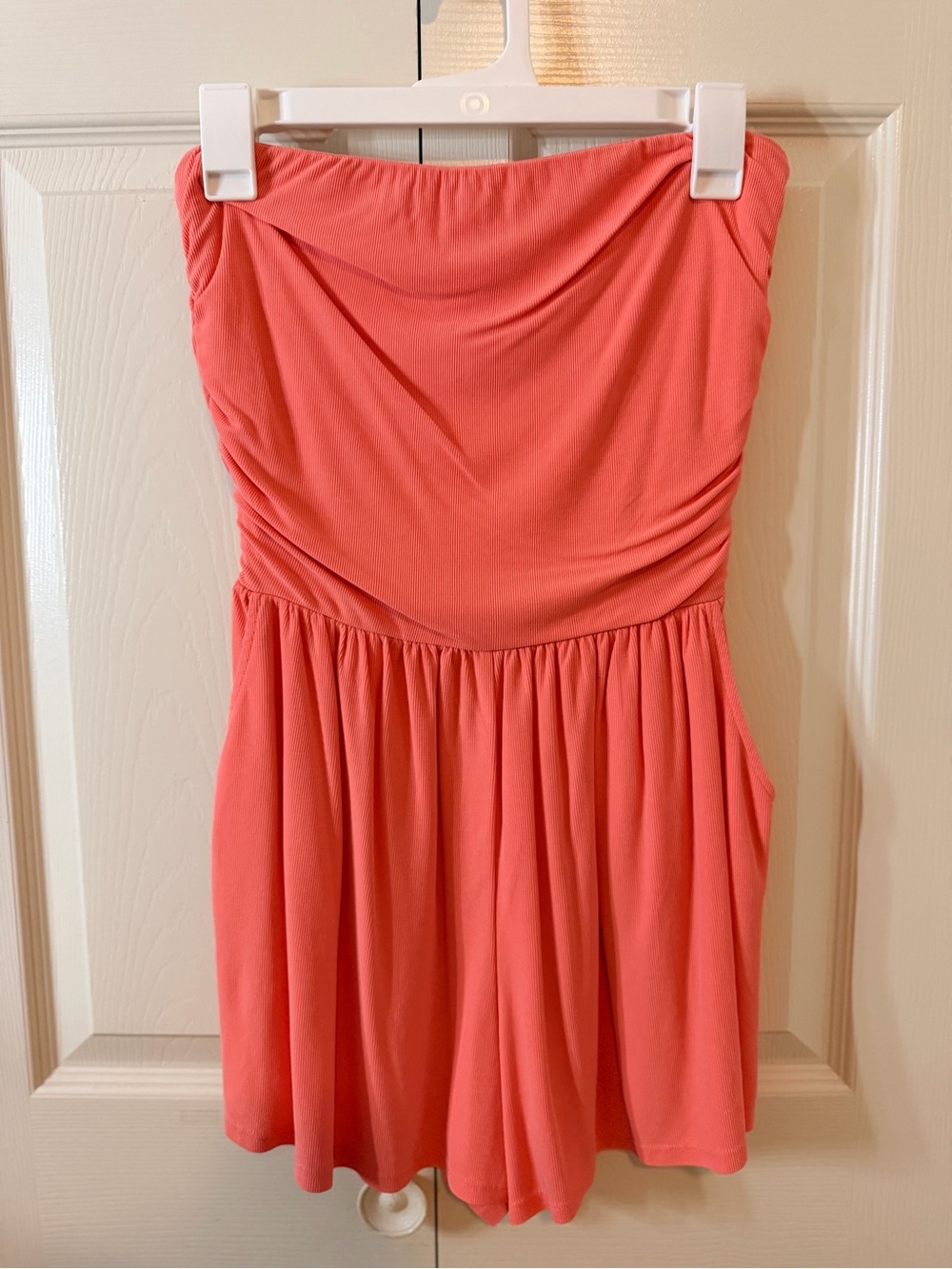 Strapless Coral Pink Summer Dress